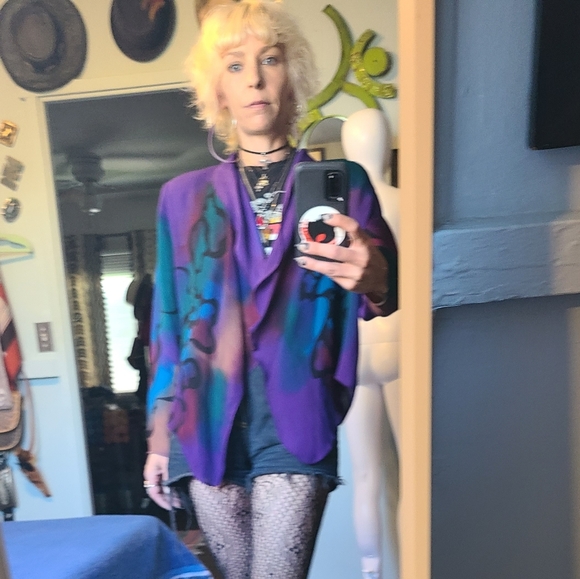 Gorgeous Wearable Art Stylized Open Front Kimono Jacket By Louise Blumberg ♥️ ✨️ - Picture 1 of 16